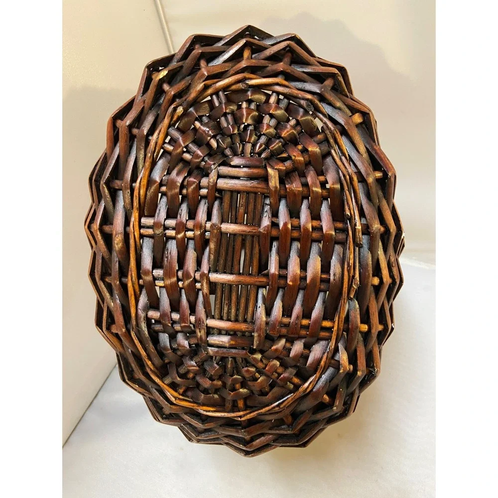 Wicker Basket Home Decor OS Dark Brown Woven Oval Gathering Basket Farmhouse